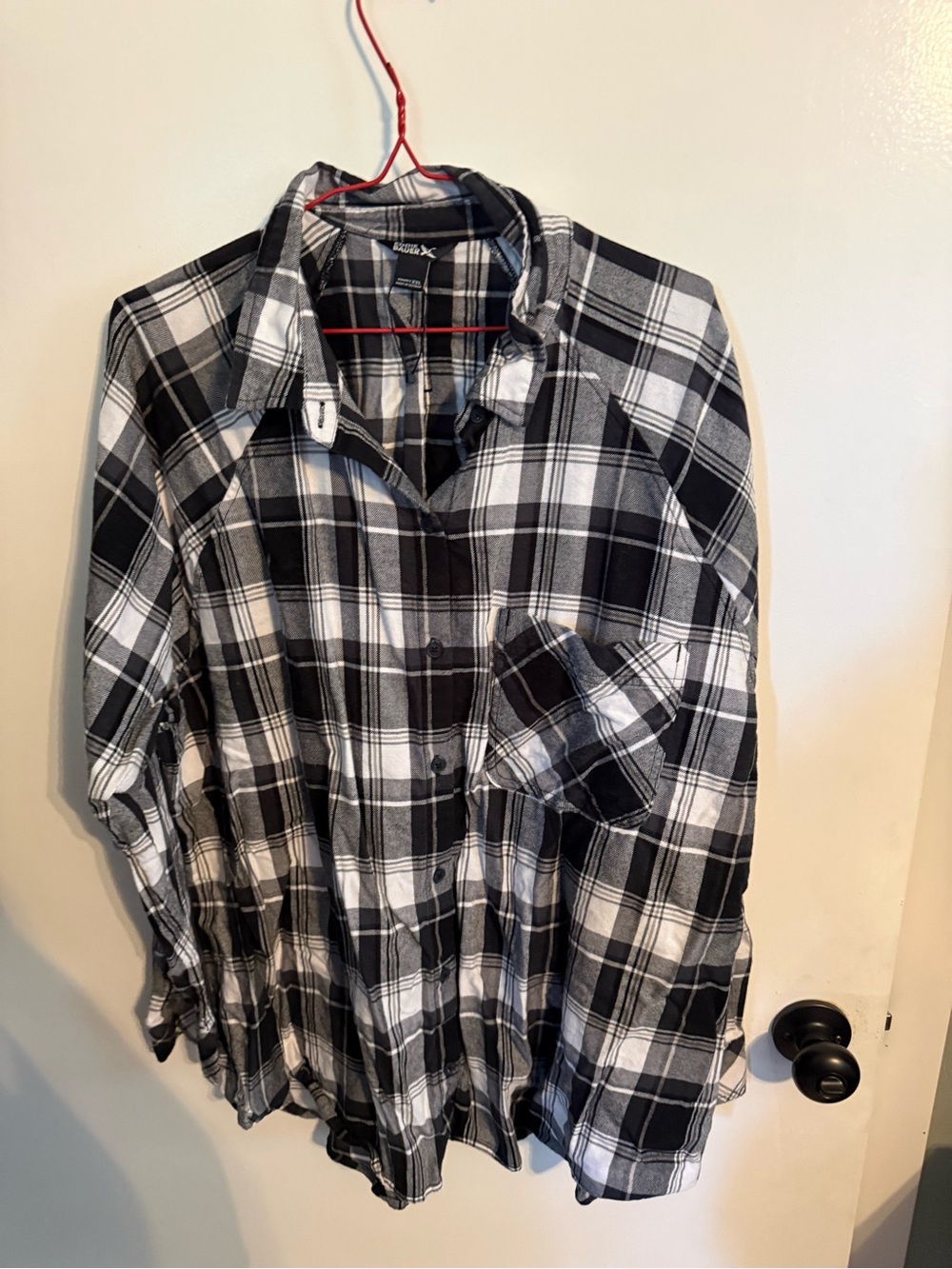 Women’s Black & White Plaid Flannel Shirt - Casual Button-Up
